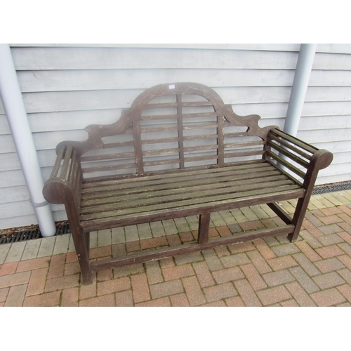 5485 - A Lutyens style hardwood bench  (C)