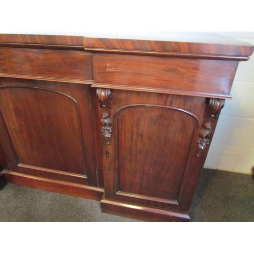 1017 - A Victorian mahogany break-front sideboard, three drawers over three cupboard doors on plinth base, ... 