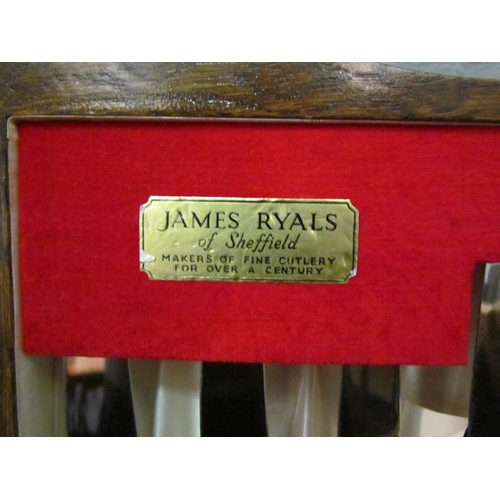 1039 - A James Ryals near complete silver plated King's pattern canteen of cutlery, oak cased, together wit... 