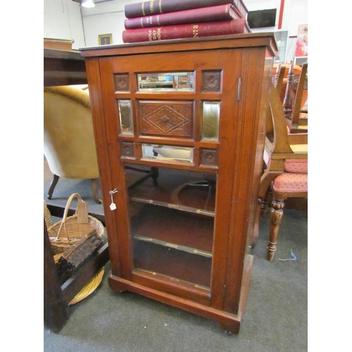 1126 - An Edwardian music cabinet, mirrored panels, on castors, 94cm tall x 53cm wide x 37cm deep