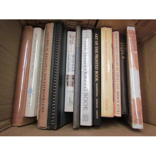 1145 - Two boxes of mixed books mostly about illustrations, lithographs etc.