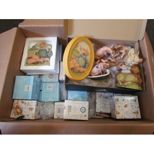 1157 - A box of Border Fine Arts Beatrix Potter figures and a Winnie The Pooh example together with Border ... 