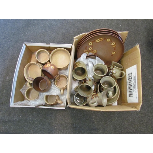 1158 - A hand made part tea set and a 1970's part tea set together with four Denby dinner plates and three ... 