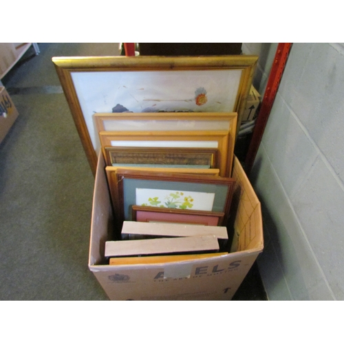 1239 - A box of pictures, tapestries, map, etc.   (E) £10-15