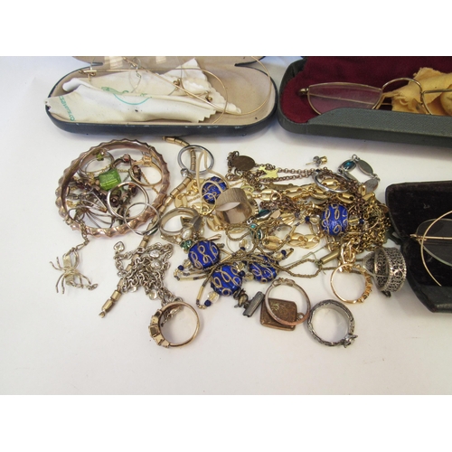 1290 - A quantity of bijouterie including rings, spectacles, bangle, necklaces, etc