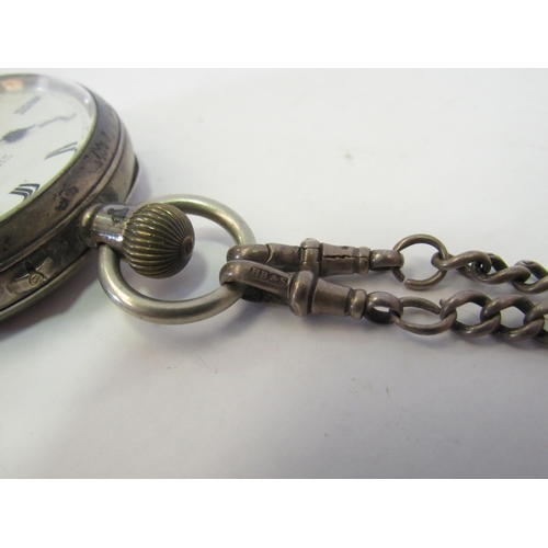 1329 - A silver cased pocket watch, Marsh & Co., Birmingham, on a silver chain