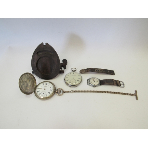 1333 - A Waltham silver pocket watch, Roman numerated chapter ring, later chain, chrome example minus hands... 