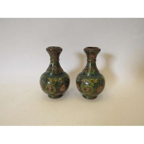 1377 - A pair of miniature cloisonné vases, 10cm tall