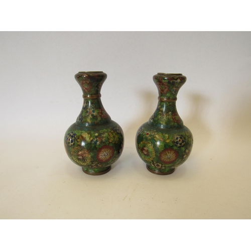 1377 - A pair of miniature cloisonné vases, 10cm tall