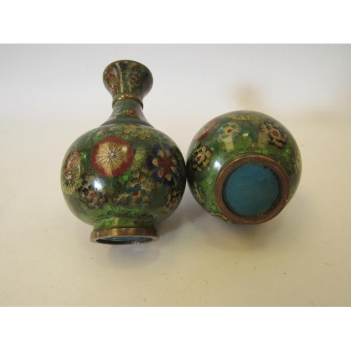 1377 - A pair of miniature cloisonné vases, 10cm tall