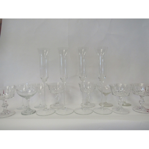 1394 - A quantity of glassware to include champagne saucers, flutes and sundae dishes