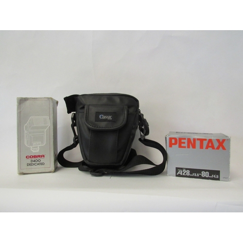 1398 - A Pentax P30T with three lenses, flash and associated Sony DSC-S85