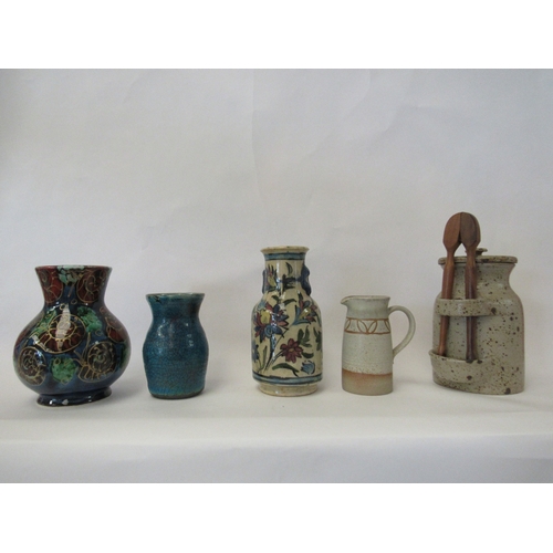 1408 - An Anita Harris vase, a Persian vase and other studio pottery wares (5)