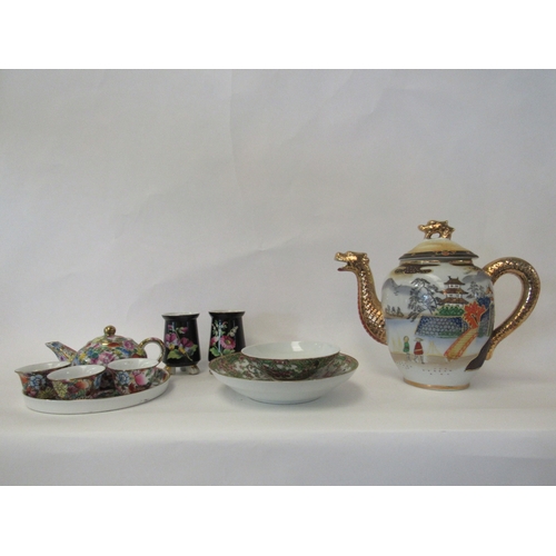 1413 - Mixed Oriental ceramics including lidded vase, teapot, miniature tea set on tray etc   (E) £8-12