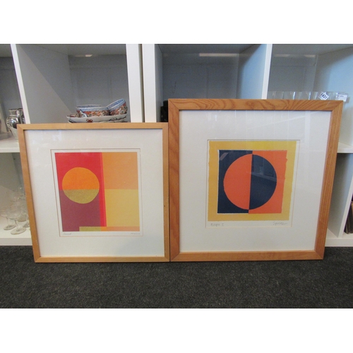 1467 - Two modern abstract art prints - Roy Speltz “Eclipse I”, 30cm x 30cm image size, and Amaina “Sunset”... 