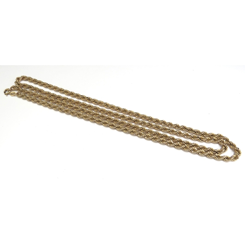 7062 - A 9ct gold rope twist necklace, 78cm long, 12.4g