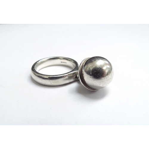 7101 - A Georg Jensen silver Sphere ring designed by Regitze Overgaard. Size N, 10.9g, boxed      (R) £100