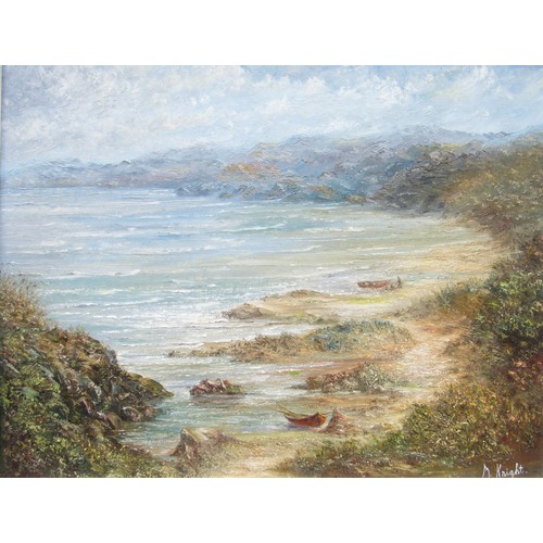 4063 - MARY E. KNIGHT (Irish artist) A framed original oil on board painting “Donegal scene”, signed to bot... 