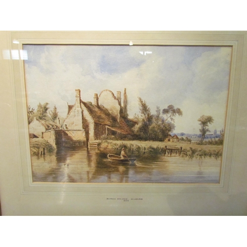 4088 - A watercolour of Burgh Bridge, Aylsham 1855, 26cm x 36cm image size, and a modern print depicting No... 