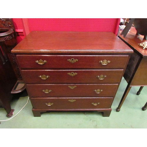 4099 - A George II oak caddy top chest of four graduating long drawers on bracket feet, stamped RW 53 to si... 