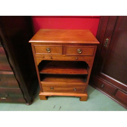 4131 - A George III revival flame mahogany side cabinet the two short drawers over a brushing slide and hei... 