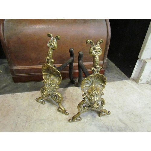 4184 - A pair of Victorian William Tonks brass fire dogs (marks to back) 27cm tall