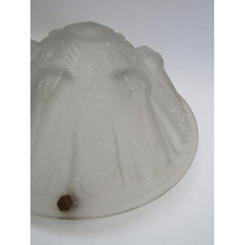 4251 - A Muller Freres frosted glass 'Plafonier' with relief moulded forms. 35.5cm diameter  (R)  £35