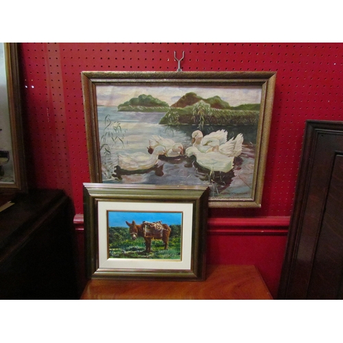 4557 - H. BERGSCHWINGER: An early 20th Century oil on canvas of ducks, signed lower right, framed, 30cm x 4... 