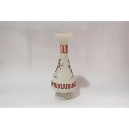 4284 - A Victorian opaline glass vase decorated with Gucian women, 31cm tall, worn   (R) £20