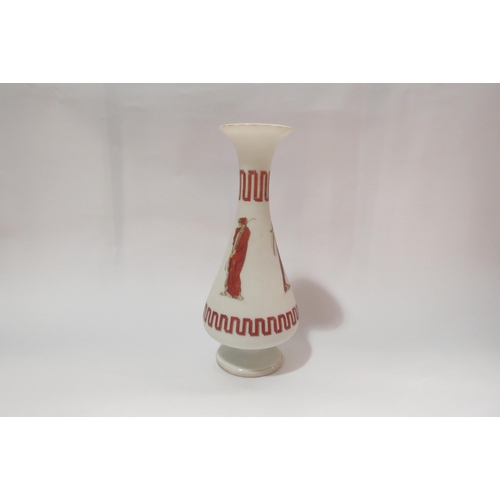 4284 - A Victorian opaline glass vase decorated with Gucian women, 31cm tall, worn   (R) £20