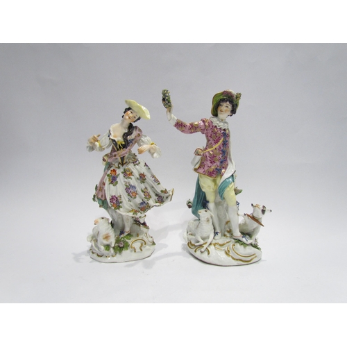 4288 - A pair of 19th Century porcelain figures of Lady and Gallant, 23cm and 26cm tall