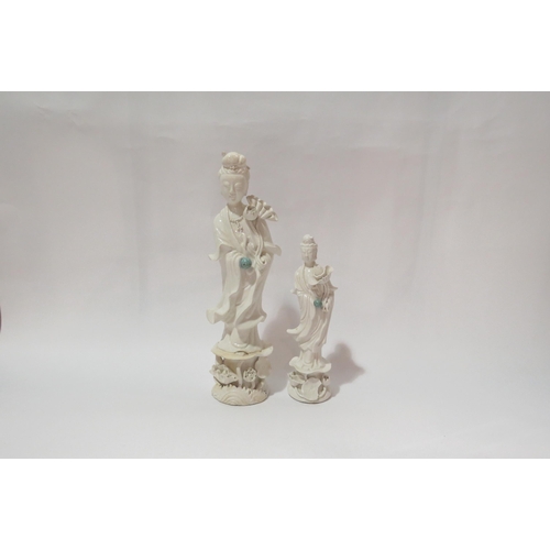 4301 - Two Oriental Blanc-de-Chine Guan Yin figures, tallest 31cm, a/f  (GROUP WITH 4282) £20-30