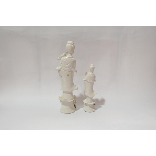 4301 - Two Oriental Blanc-de-Chine Guan Yin figures, tallest 31cm, a/f  (GROUP WITH 4282) £20-30