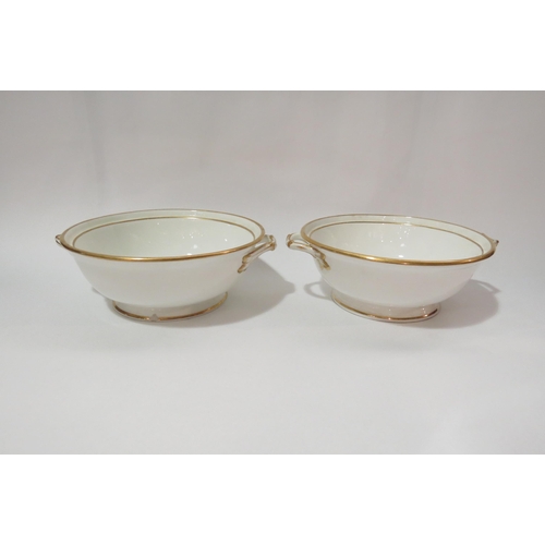 4304 - Two Victorian Minton porcelain bowls with Armorial Crests, 20.5cm diameter, one with both handles re... 