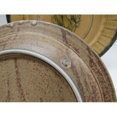 4326 - A David Frith studio pottery plate with impressed potters seal and a large studio pottery charger by... 