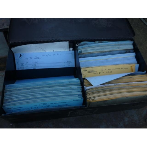 6001 - Five metal filing cabinets and two boxes containing various American vehicle stock parts information... 