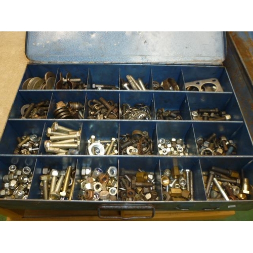 6064 - Two metal cases containing various nuts, bolts and washers etc