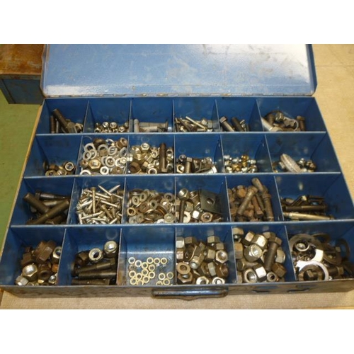 6064 - Two metal cases containing various nuts, bolts and washers etc