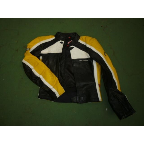 6071 - A Buffalo Raider motor cycle riding suit(no size label), a size 10 Hein Gerickle leather jacks and a... 