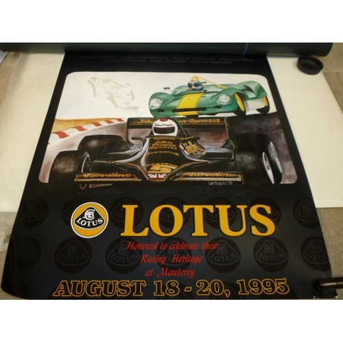 6093 - Lotus calendars, a qty of Lotus posters, two VHS tapes 'Lotus at the Frankfurt Motor Show and We Are... 