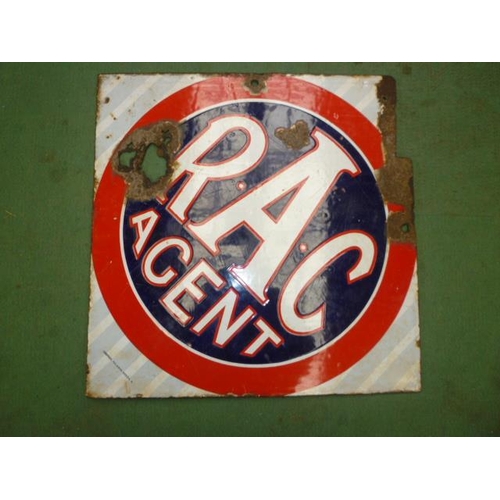 6109 - A Double sided 'RAC Acent' enamel sign 46cm x 46cm a/f