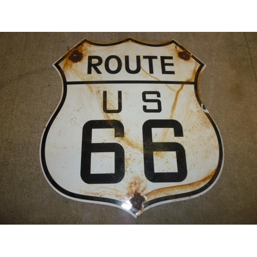 6141 - A reproduction enamel 'Route 66' shield sign 30cm x 33cm