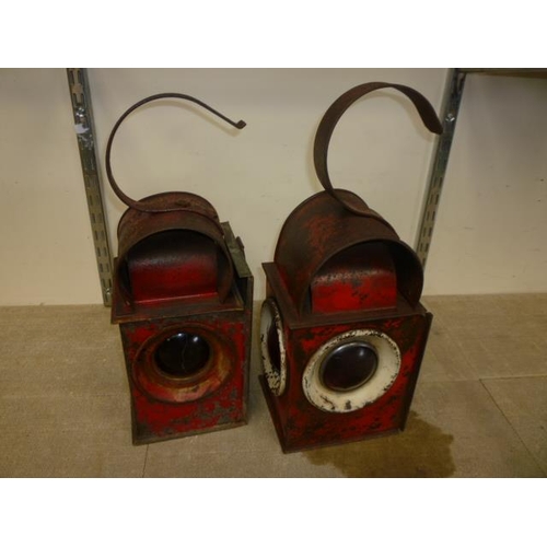 6160 - Two vintage road lamps - one missing rear cover