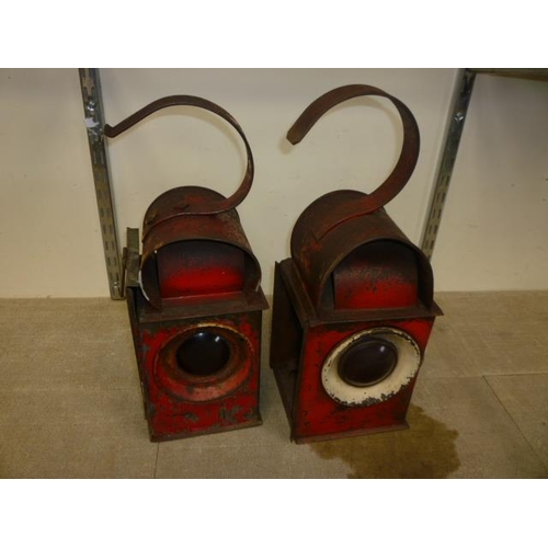 6160 - Two vintage road lamps - one missing rear cover