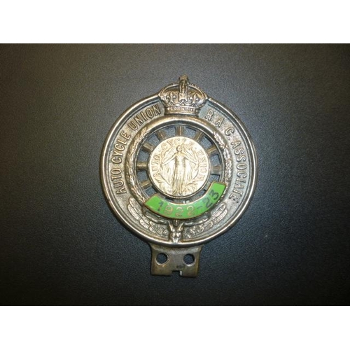 6162 - Auto cycle union RAC associate badge with enamel 1922-23 stamped. B'ham medal co 85626 to Verseo   (... 