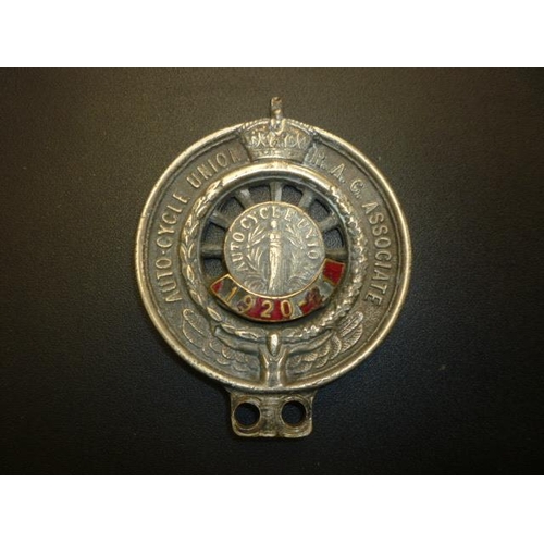 6163 - Auto Cycle union A.C associate badge with enamel 1920-21 (Enamel chipped) stamped. Dobson 79526 to V... 