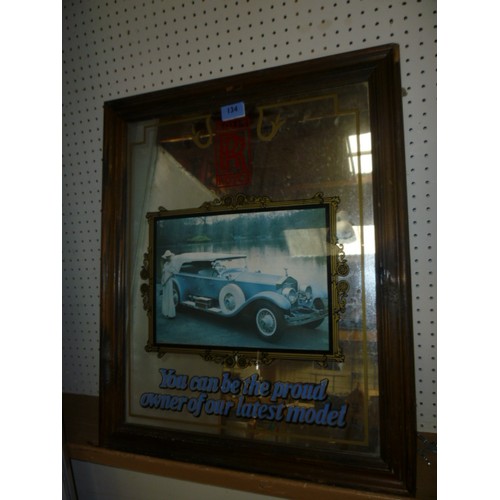 6175 - A wooden framed Rolls Royce advertising mirror 