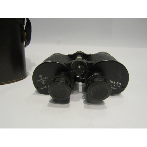 4222 - A pair of Selfridges of London 10x50 field binoculars, cased (minus lid)  (e)  £5-10