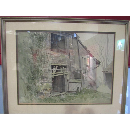 4020 - MAURICE READ: Two Watercolours, dilapidated barn signed lower left, 36cm x 49cm image size, and anot... 