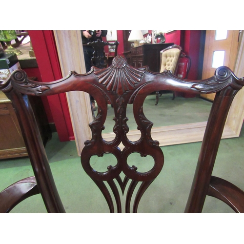 4073 - A Georgian mahogany Chippendale design armchair with carved acanthus leaf and fan decoration, the fr... 